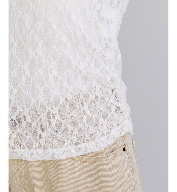 VIS「シャーリングスリーブレースプルオーバー」|Tシャツ・カットソー|