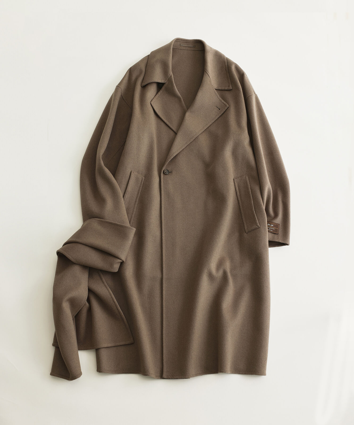 ADAM ET ROPE'「《マフラー付き》メリノウール ダブルフェイス セミダブル オーバー コート / 超軽量 / ユニセックス」|ステンカラーコート|グレー(07)