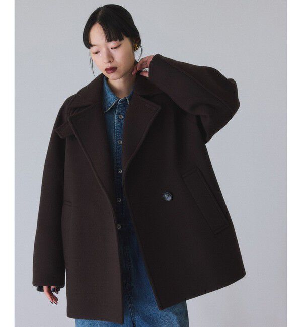 ADAM ET ROPE'「ウールボンディングミドルコート」|ステンカラーコート|