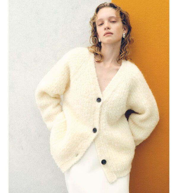 ADAM ET ROPE'「モヘヤウールニットカーディガンブルゾン」|カーディガン|