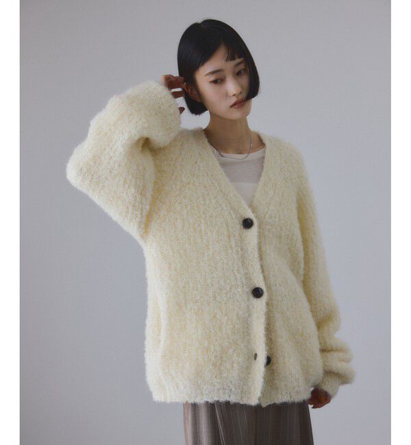 ADAM ET ROPE'「モヘヤウールニットカーディガンブルゾン」|カーディガン|