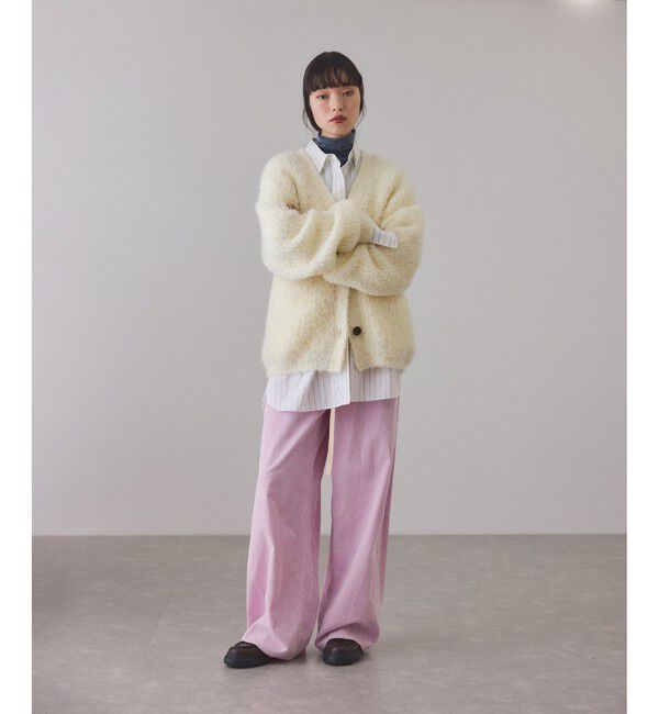 ADAM ET ROPE'「モヘヤウールニットカーディガンブルゾン」|カーディガン|