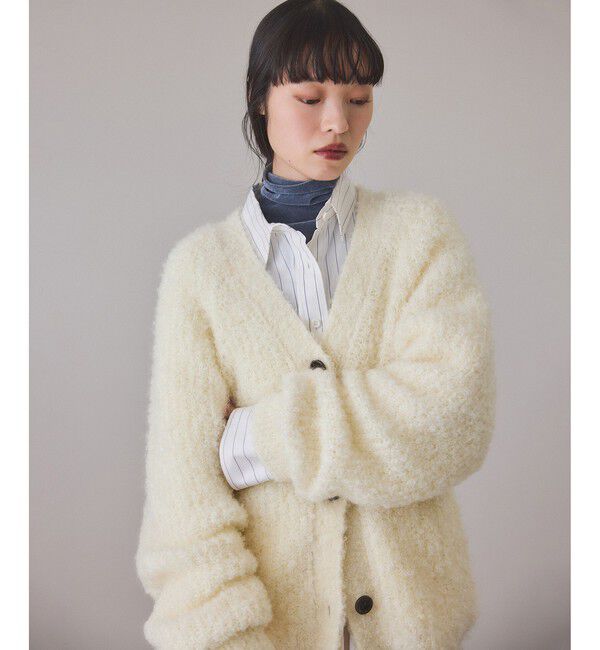 ADAM ET ROPE'「モヘヤウールニットカーディガンブルゾン」|カーディガン|