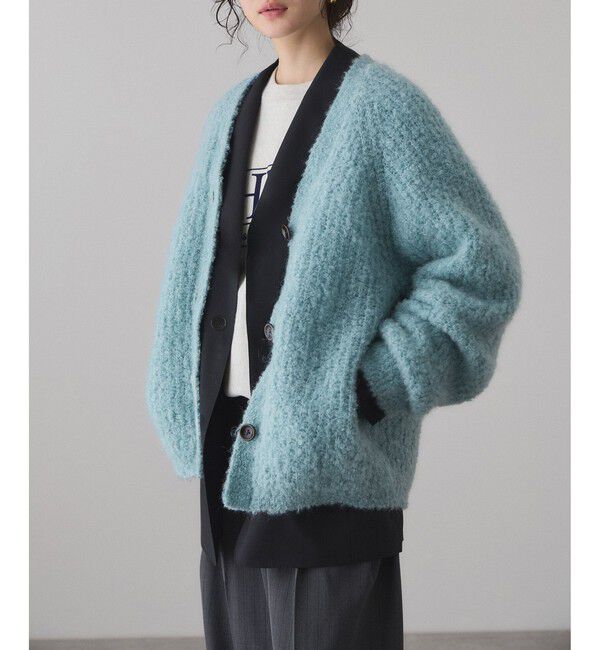 ADAM ET ROPE'「モヘヤウールニットカーディガンブルゾン」|カーディガン|