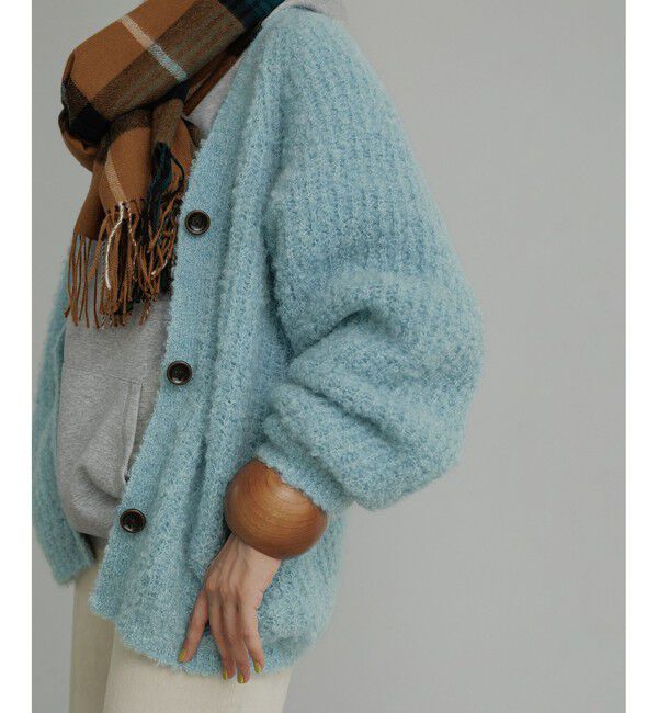 ADAM ET ROPE'「モヘヤウールニットカーディガンブルゾン」|カーディガン|