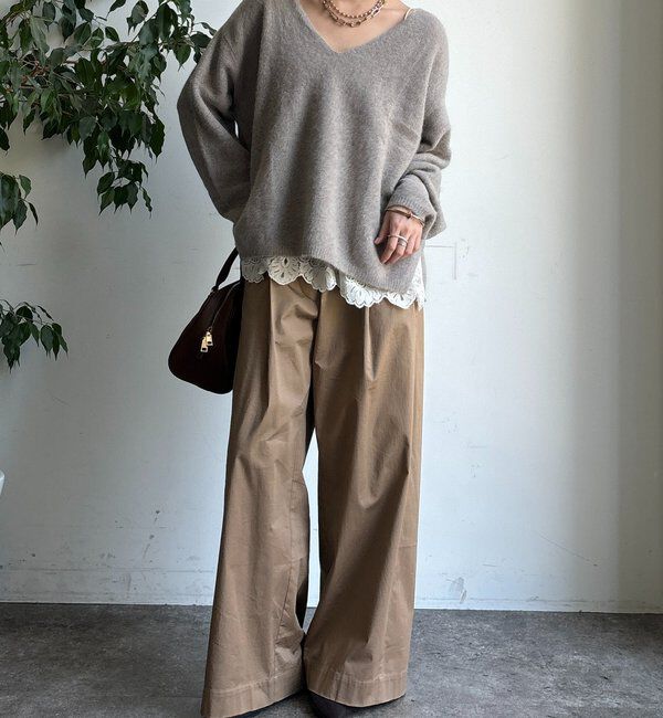  「ファーウール深Vプルオーバー」|ニット・セーター|