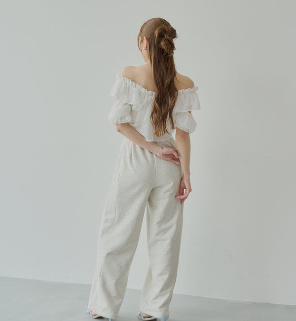  「【5色展開】シアーフラワーショルダースリットフリルブラウス」|シャツ・ブラウス|