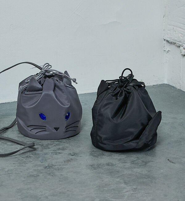 NOMINE「【FAVORI】黒猫 灰猫 巾着ショルダーバッグ」|ショルダー・メッセンジャー|