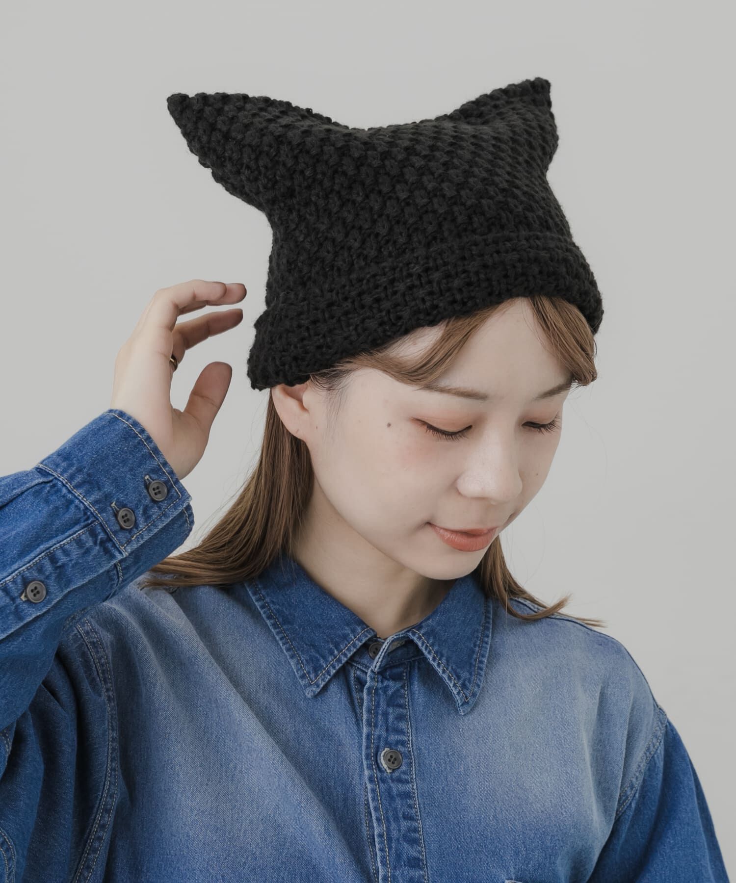 SMELLY「ネコミミワッチキャップ」|ニット帽|