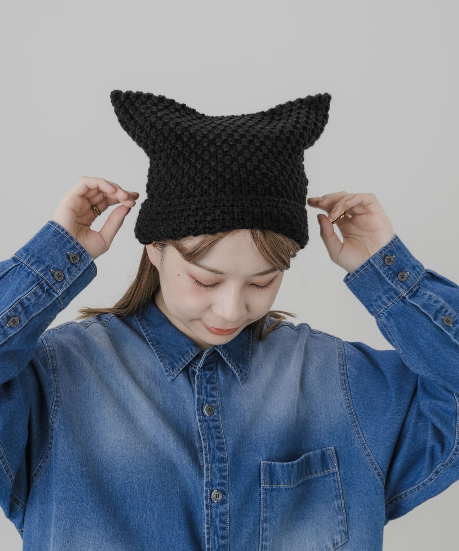 SMELLY「ネコミミワッチキャップ」|ニット帽|
