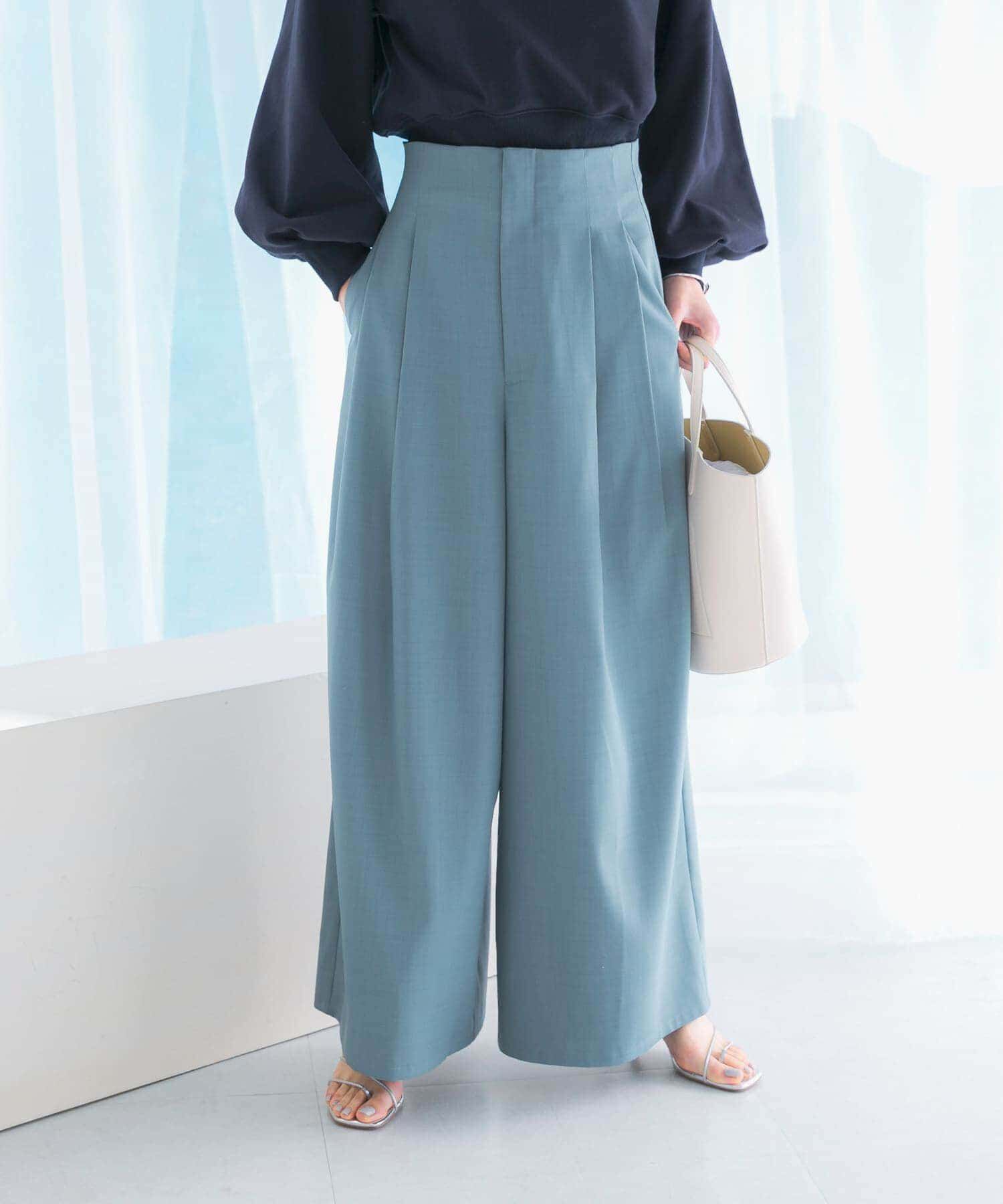 URBAN RESEARCH ROSSO「ハイウエストワイドパンツ」|その他|ブルー