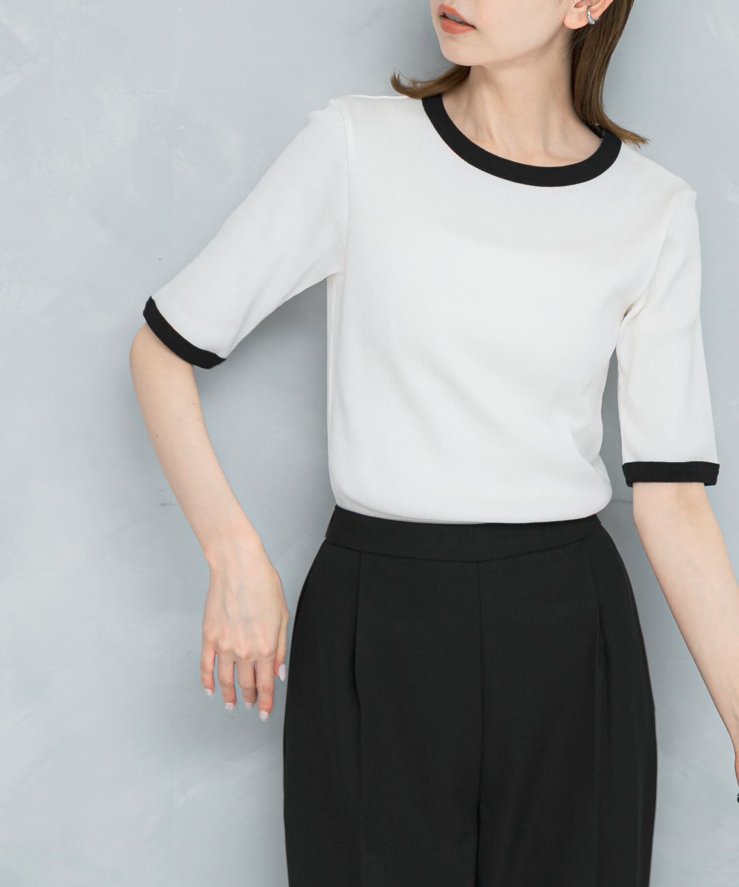 URBAN RESEARCH ROSSO「バイカラーコンパクトリブTシャツ」|Tシャツ・カットソー|