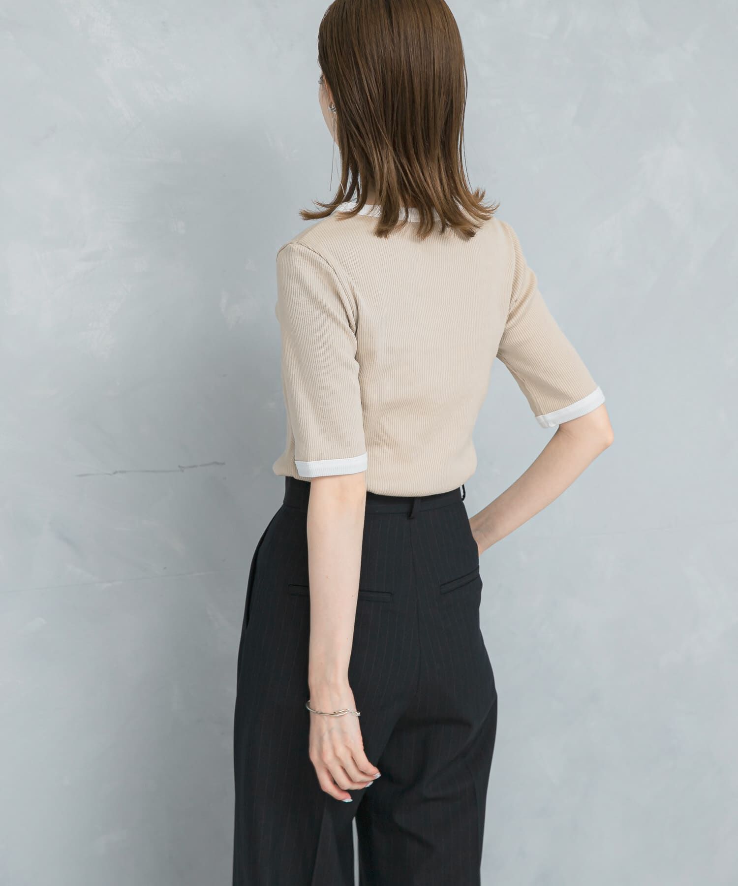 URBAN RESEARCH ROSSO「バイカラーコンパクトリブTシャツ」|Tシャツ・カットソー|