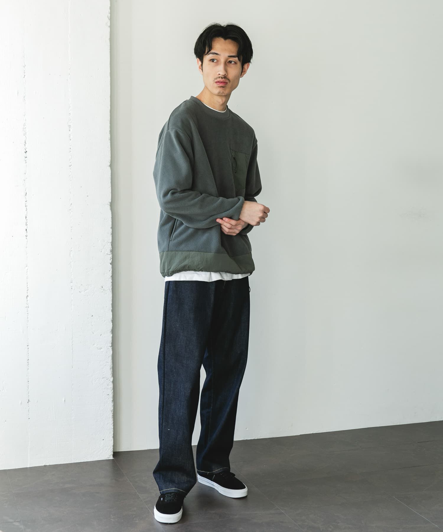 URBAN RESEARCH DOORS「ナイロン ドッキング フリースプルオーバー」|Tシャツ・カットソー|