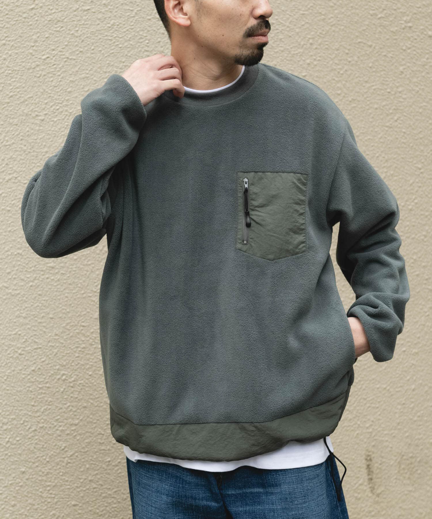 URBAN RESEARCH DOORS「ナイロン ドッキング フリースプルオーバー」|Tシャツ・カットソー|