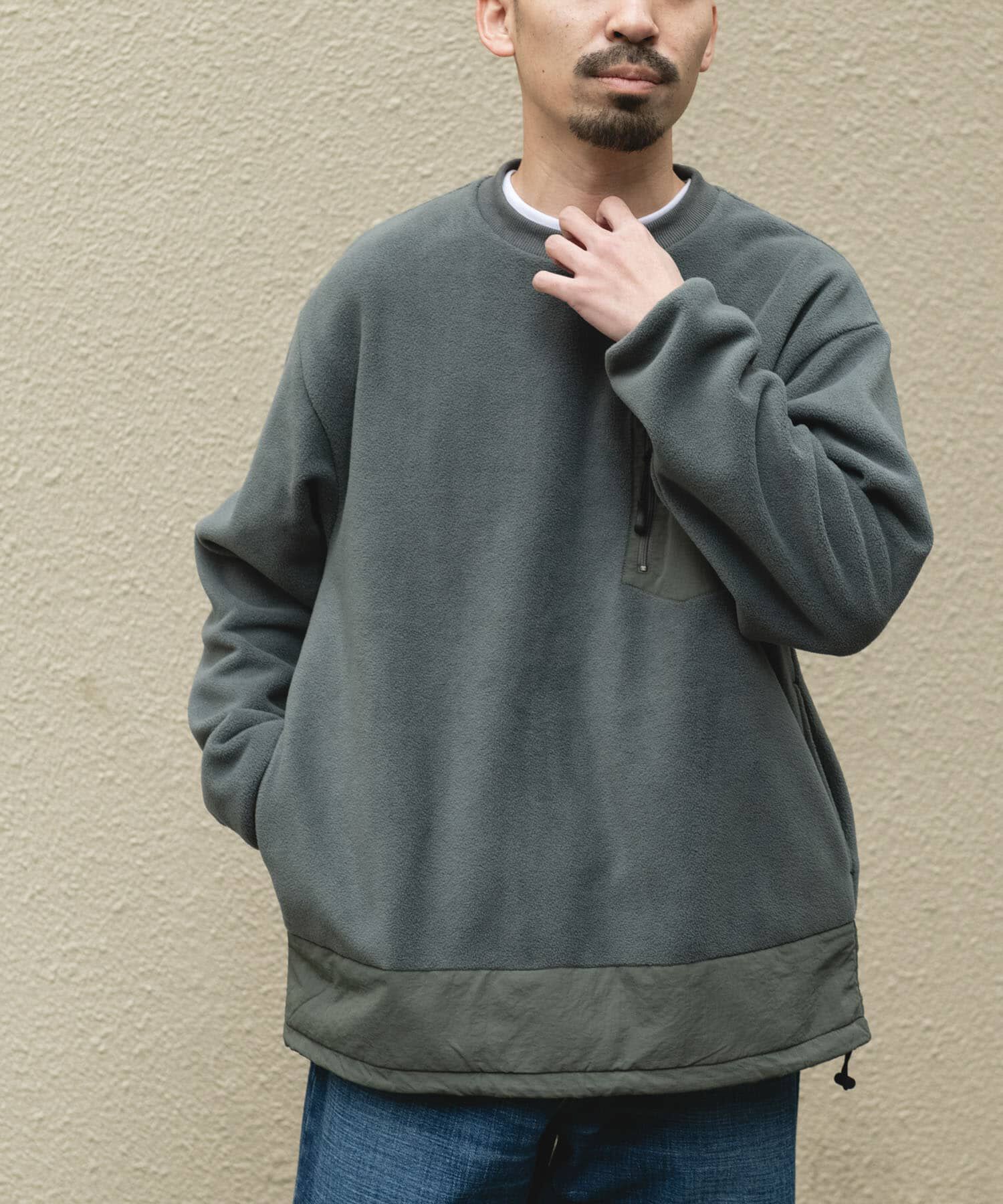 URBAN RESEARCH DOORS「ナイロン ドッキング フリースプルオーバー」|Tシャツ・カットソー|