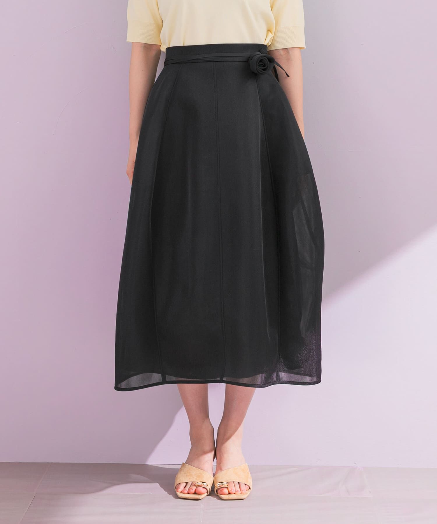 URBAN RESEARCH ROSSO「フラワーベルト付シアーダンボールスカート」|スカート|