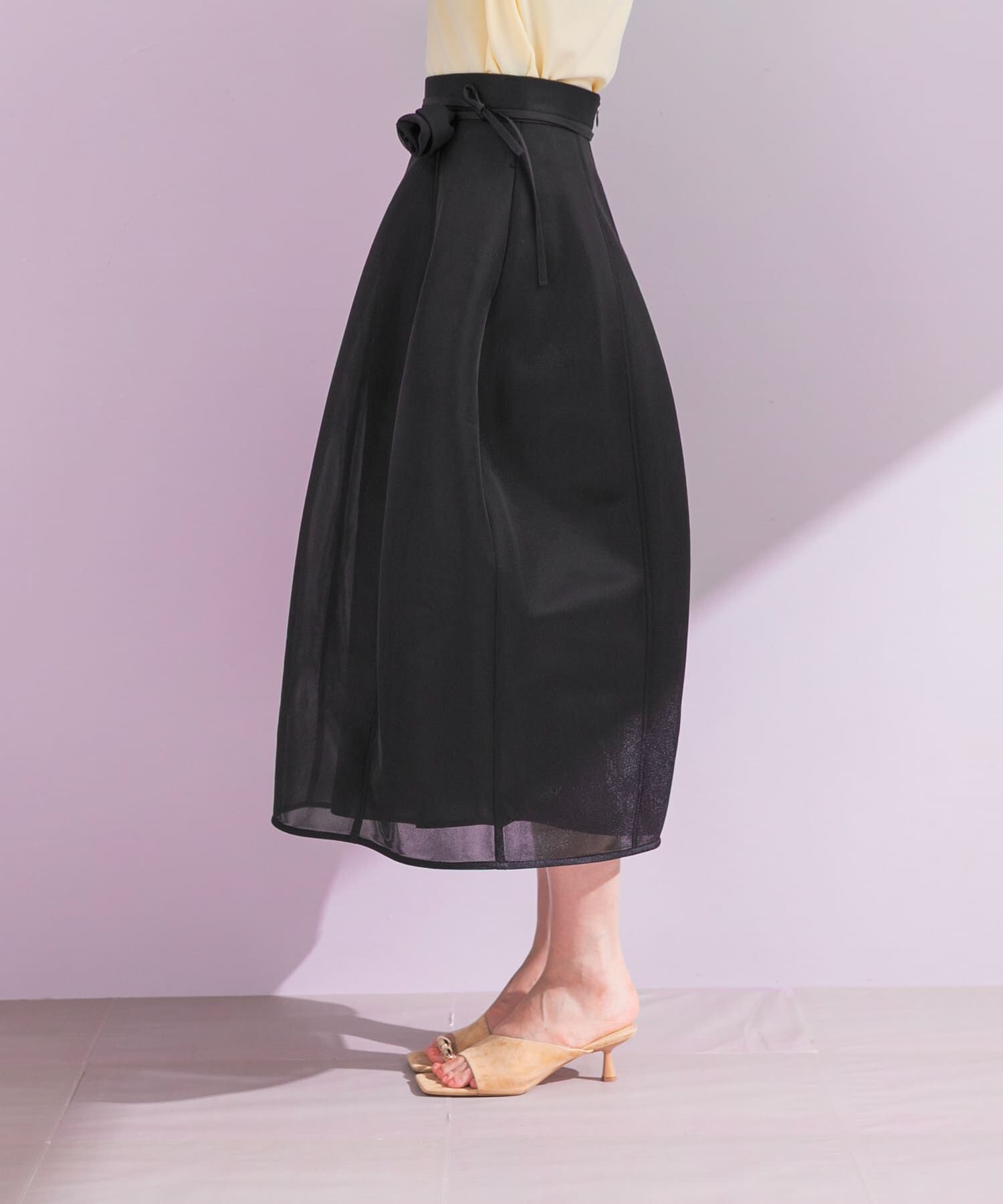 URBAN RESEARCH ROSSO「フラワーベルト付シアーダンボールスカート」|スカート|