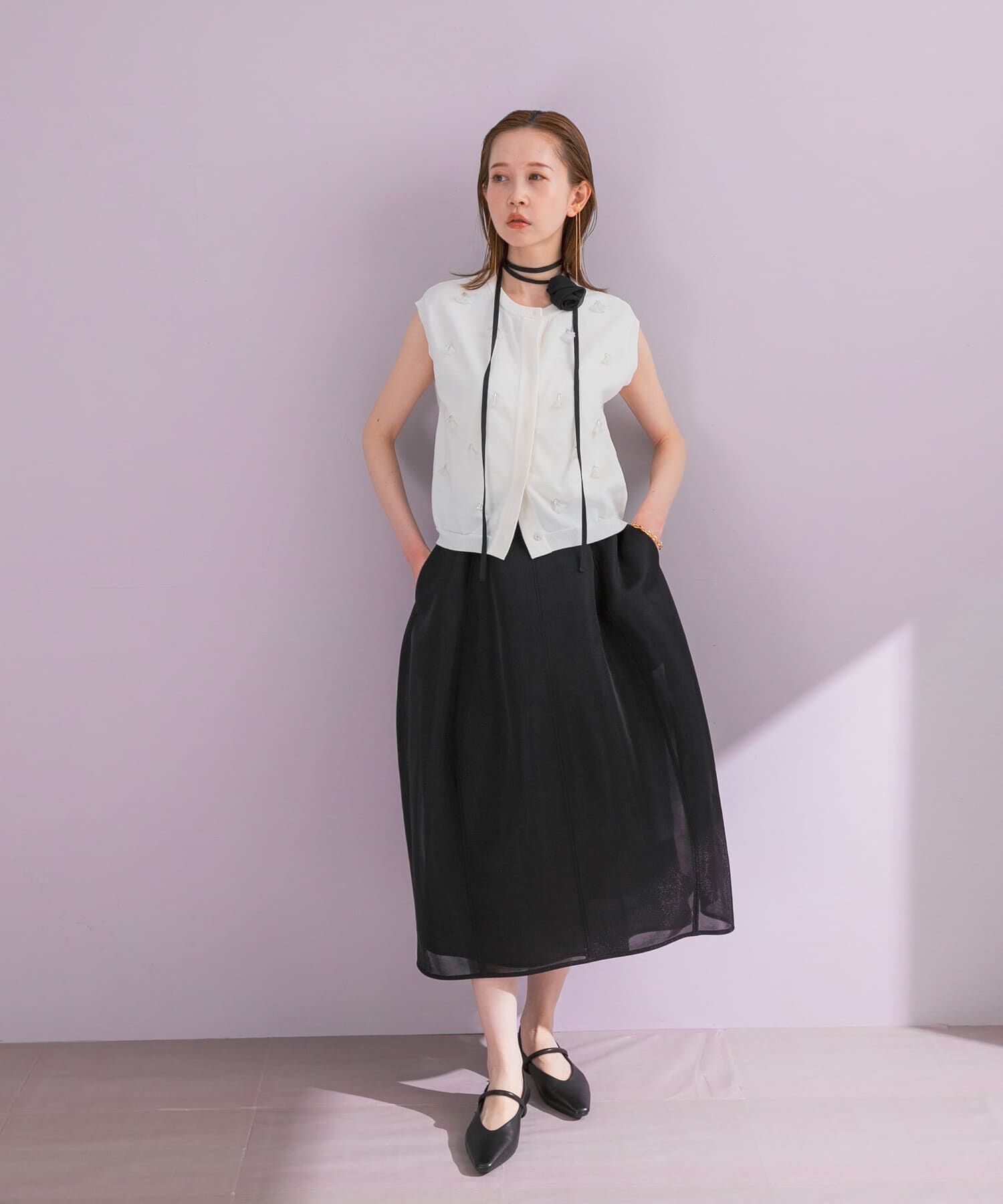 URBAN RESEARCH ROSSO「フラワーベルト付シアーダンボールスカート」|スカート|