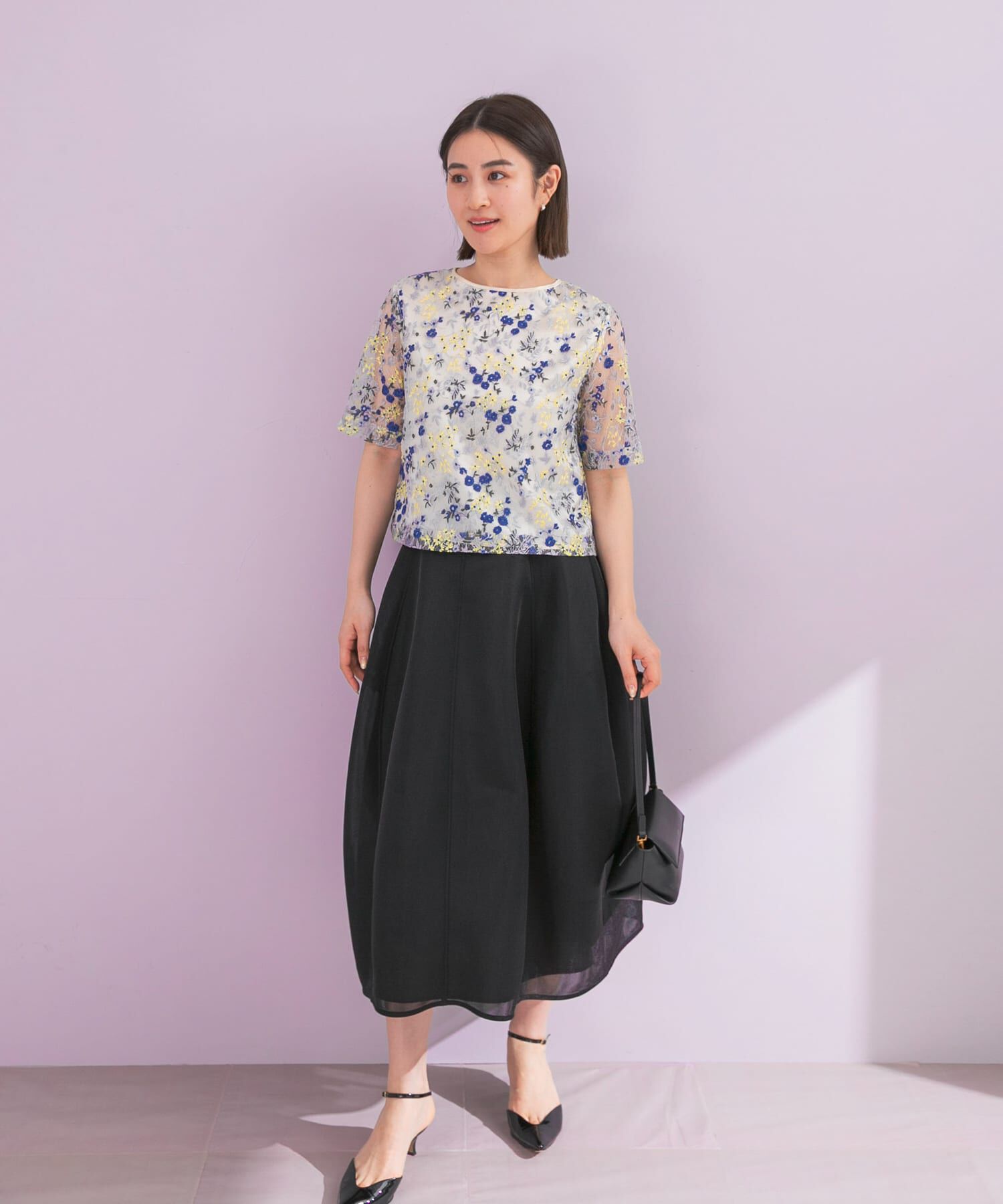 URBAN RESEARCH ROSSO「フラワーベルト付シアーダンボールスカート」|スカート|