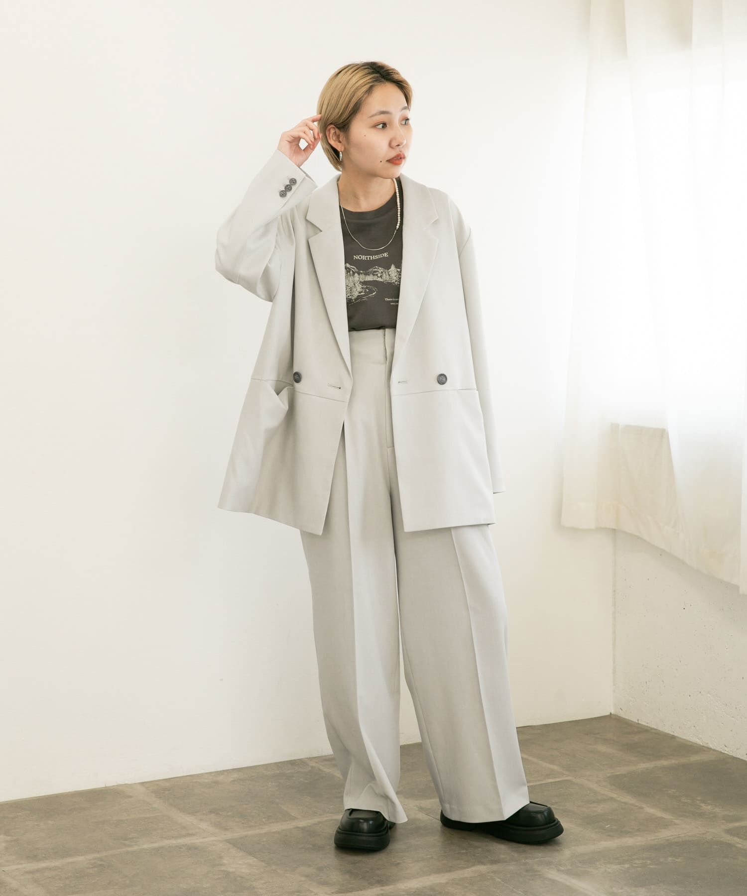  「センタープレスハイウエストWIDEパンツ」|その他|