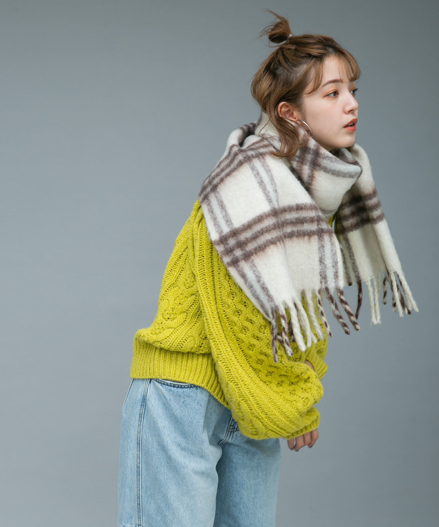  「BIGフリンジチェックストール」|マフラー|