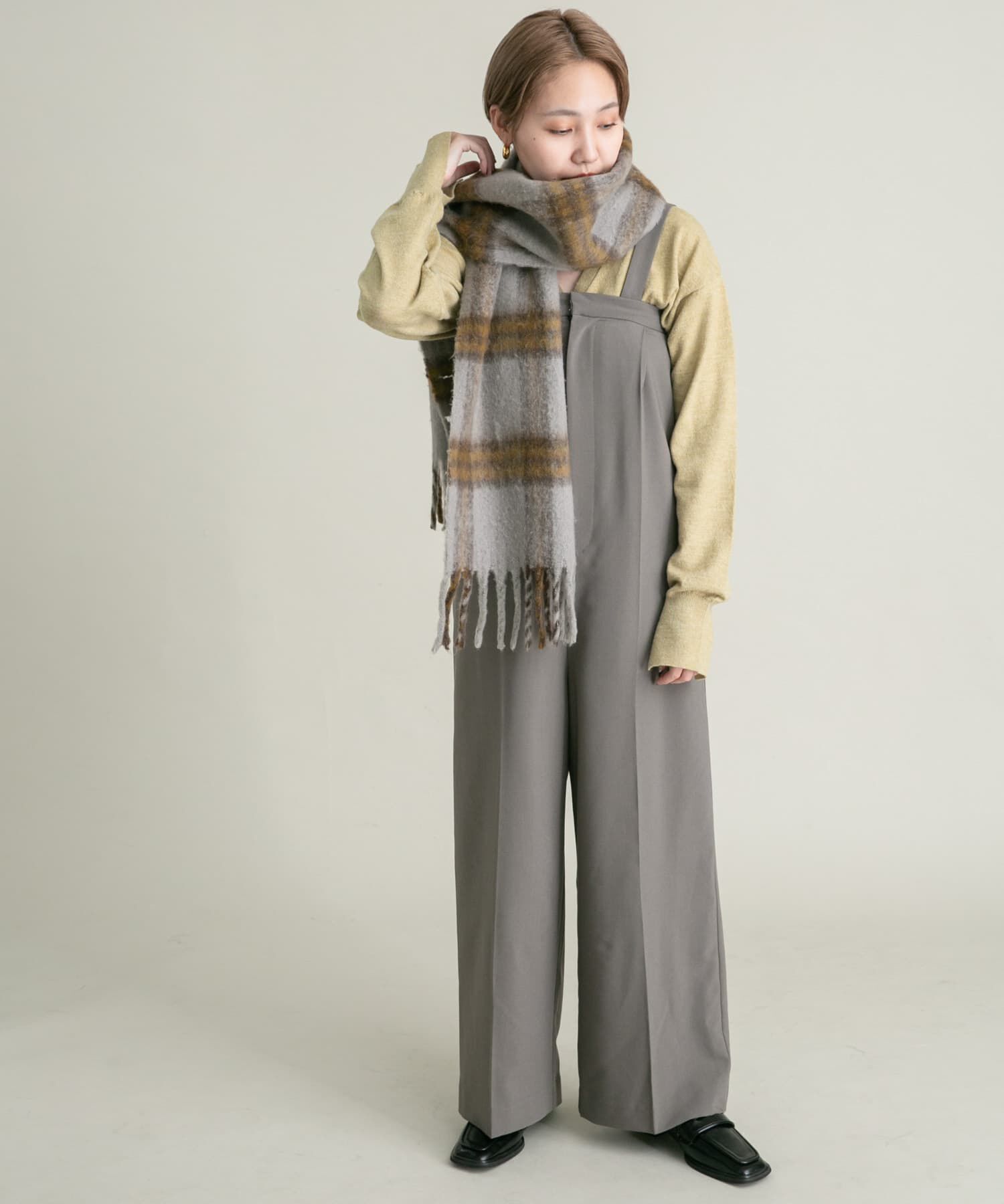  「BIGフリンジチェックストール」|マフラー|
