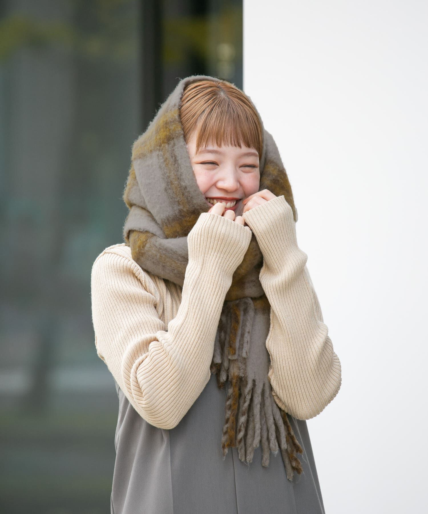  「BIGフリンジチェックストール」|マフラー|