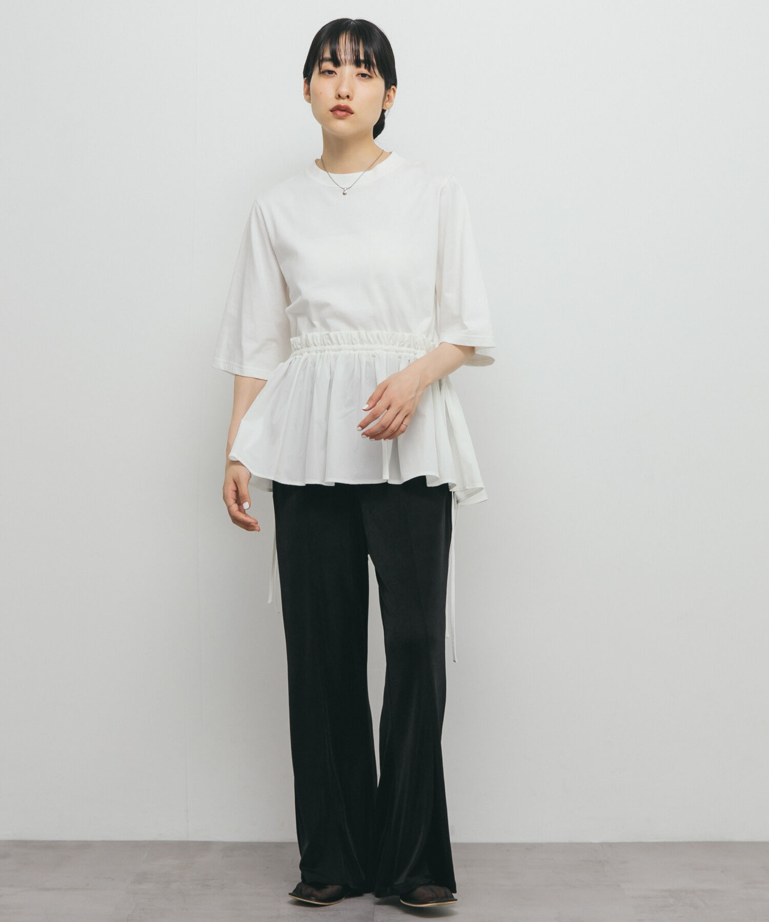  「汗ジミ防止ペプラムドッキングTEE」|Tシャツ・カットソー|