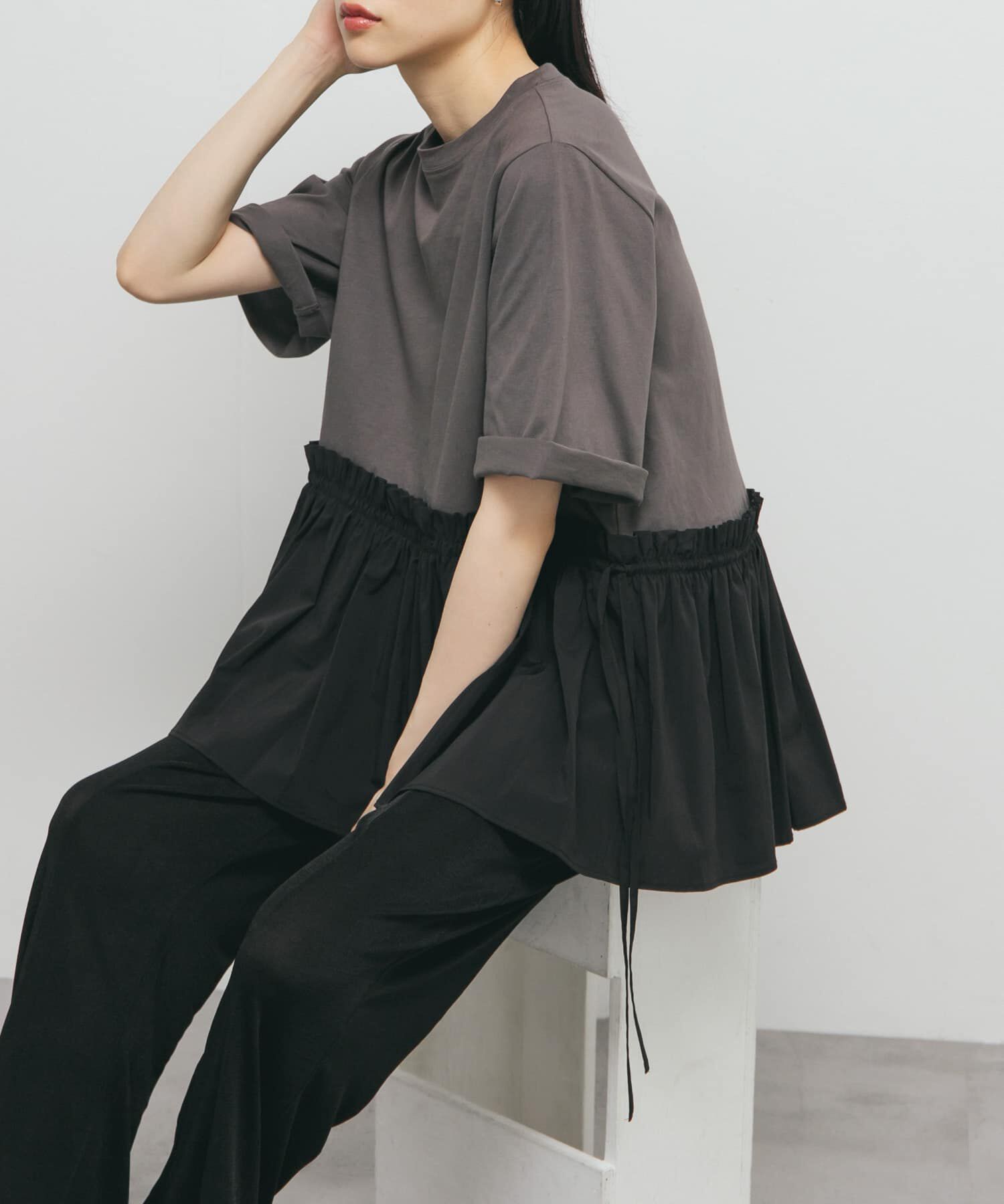  「汗ジミ防止ペプラムドッキングTEE」|Tシャツ・カットソー|