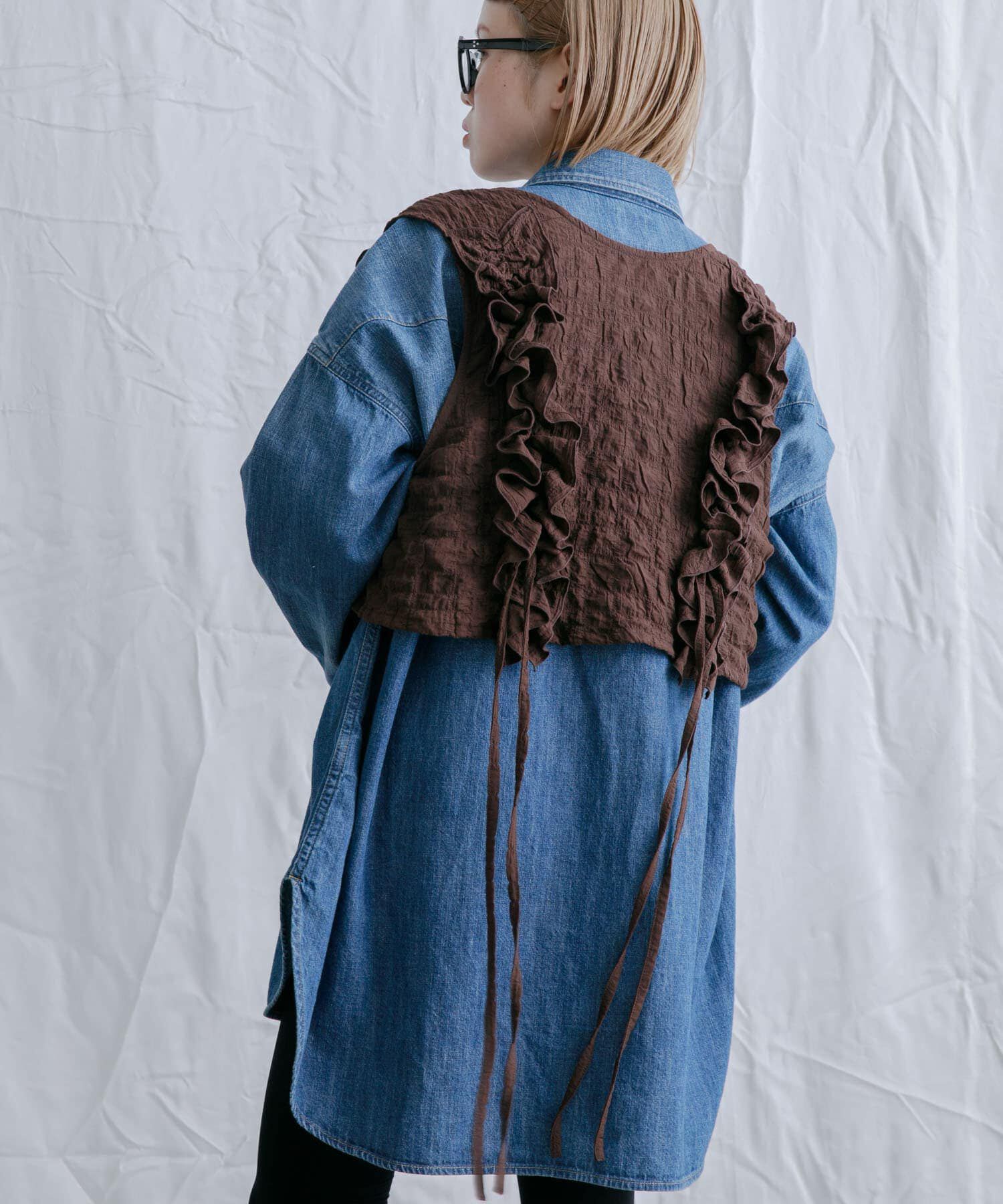  「2WAYフリルノースリーブトップス」|ベスト・ジレ|