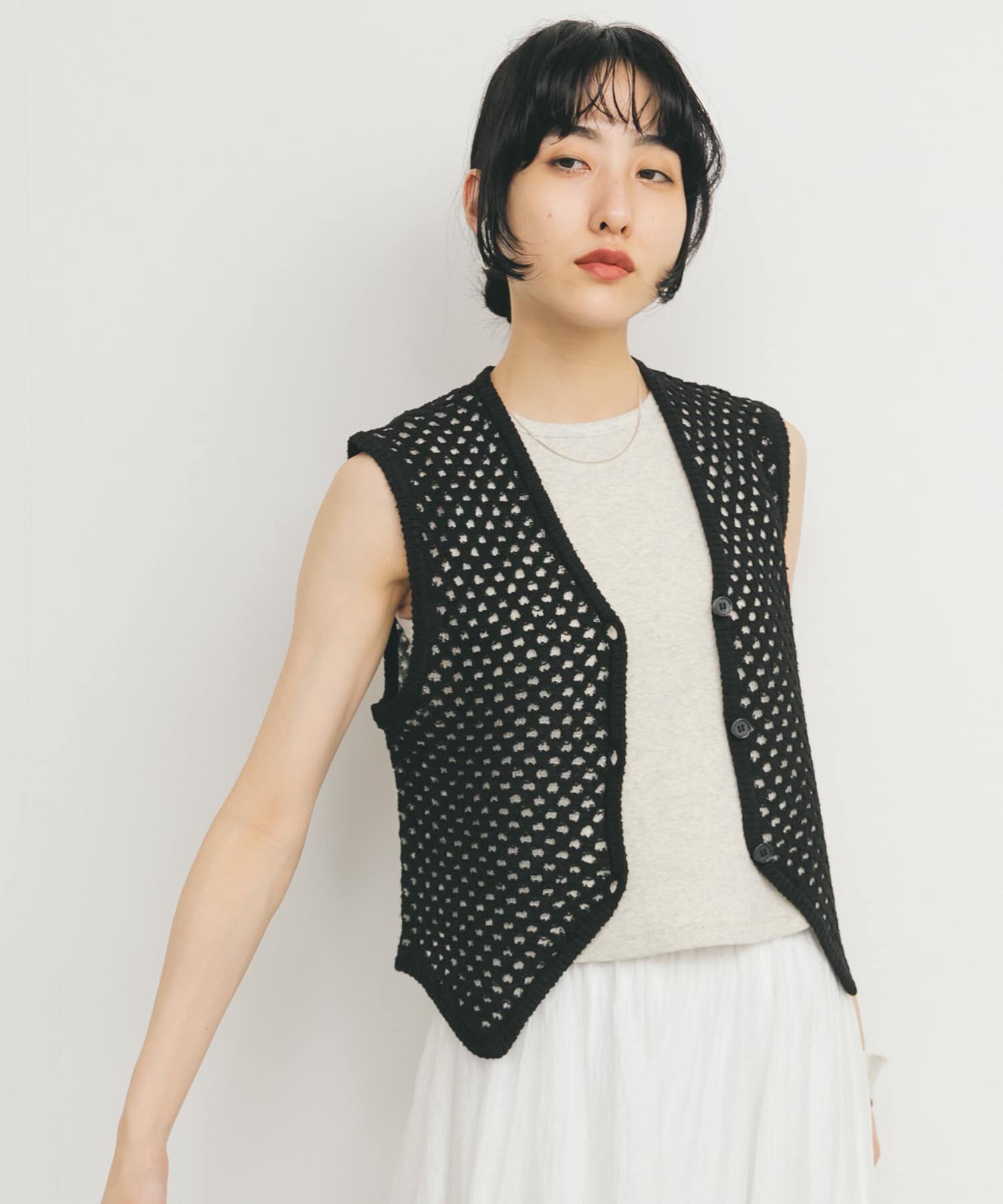  「ループヤーンメッシュベスト」|ベスト・ジレ|