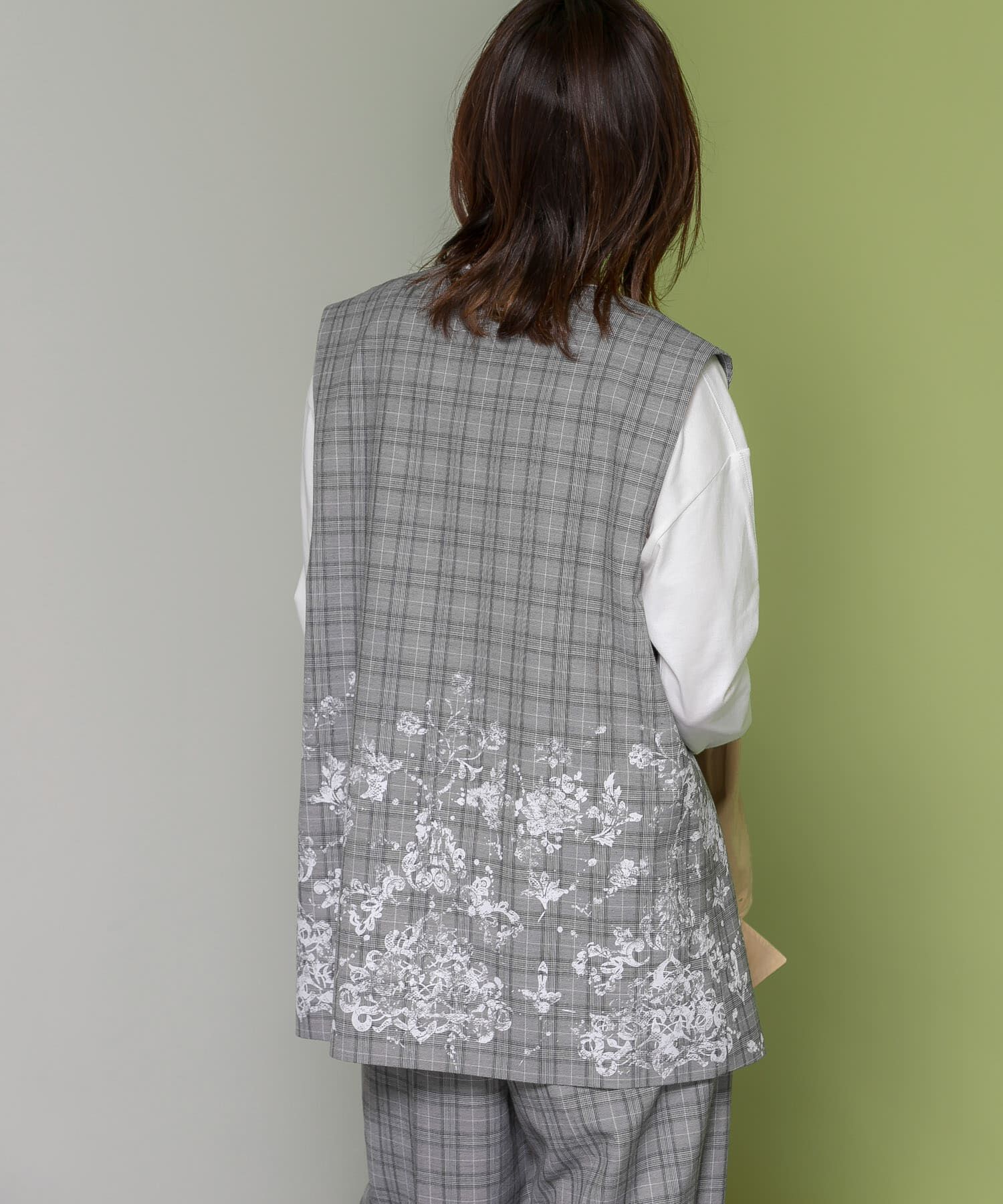  「レースプリントチェックベスト」|ベスト・ジレ|