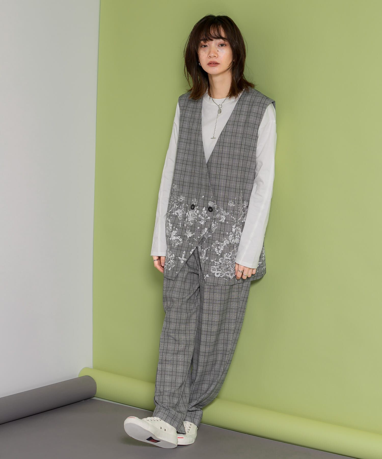  「レースプリントチェックベスト」|ベスト・ジレ|