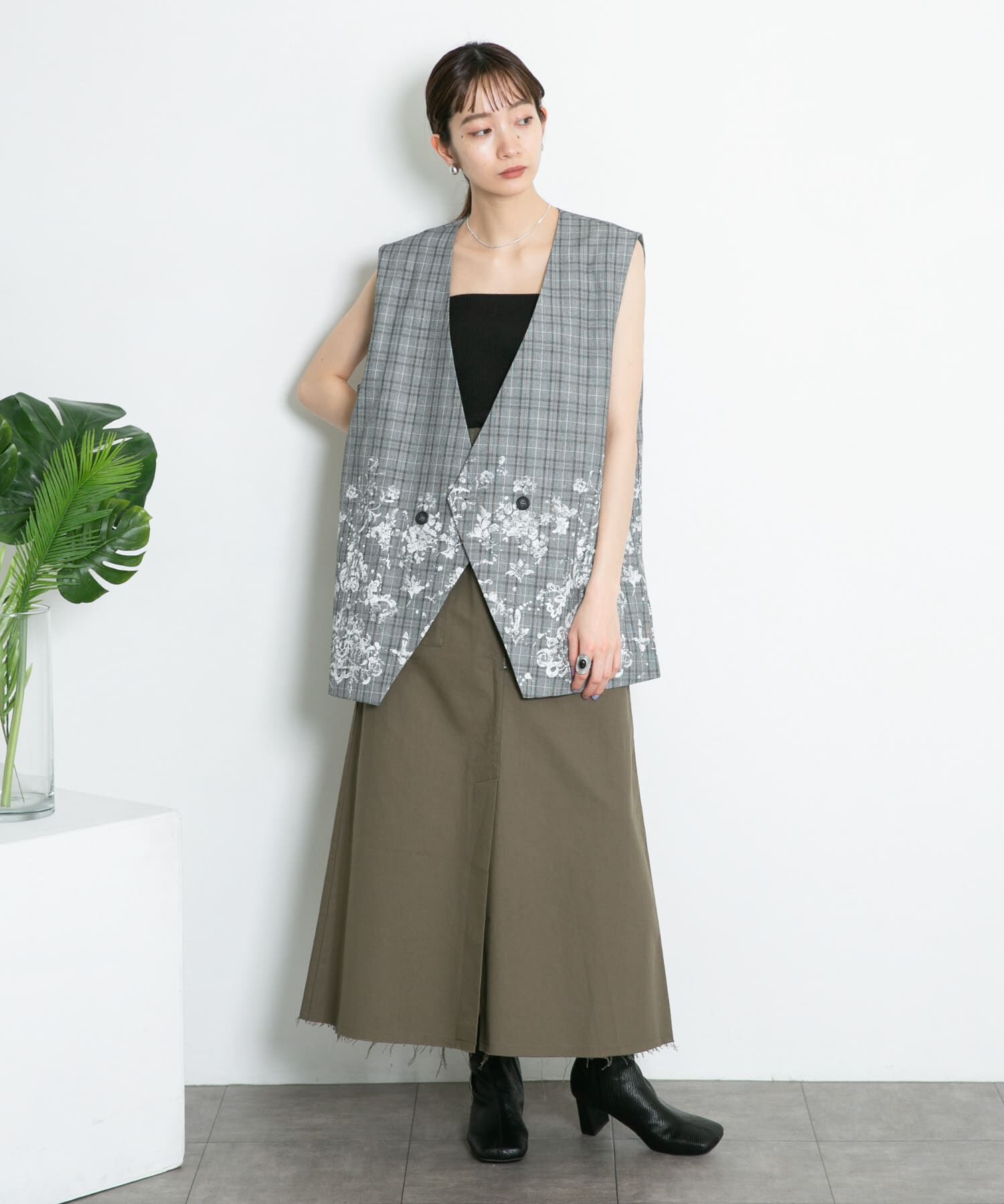  「レースプリントチェックベスト」|ベスト・ジレ|