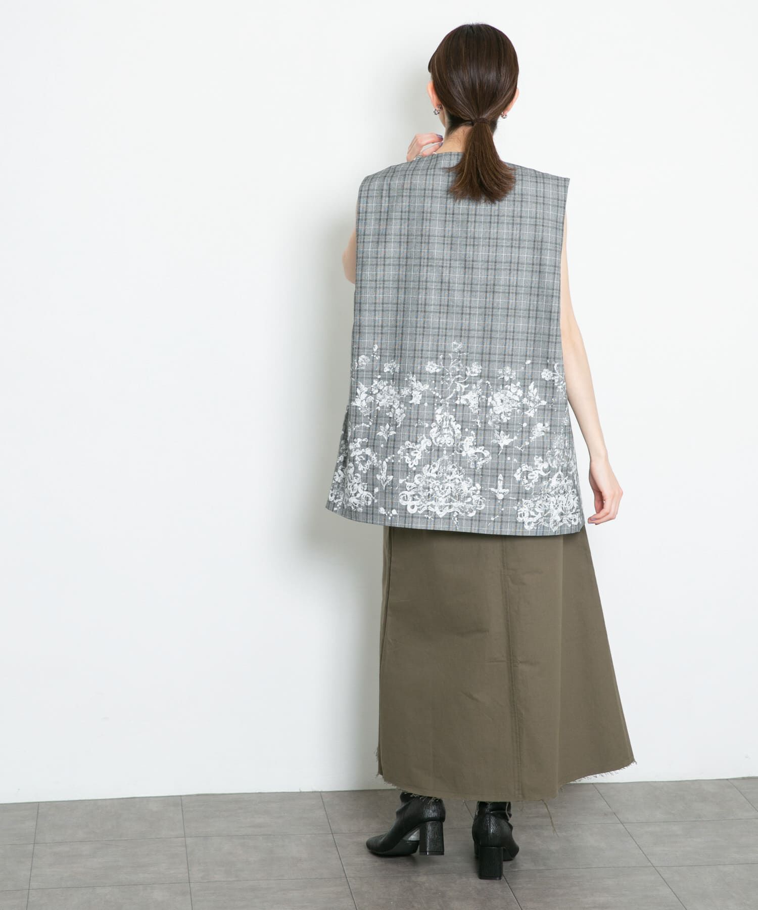  「レースプリントチェックベスト」|ベスト・ジレ|