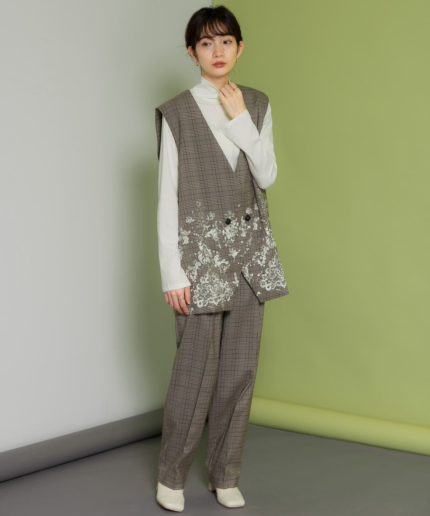  「レースプリントチェックベスト」|ベスト・ジレ|