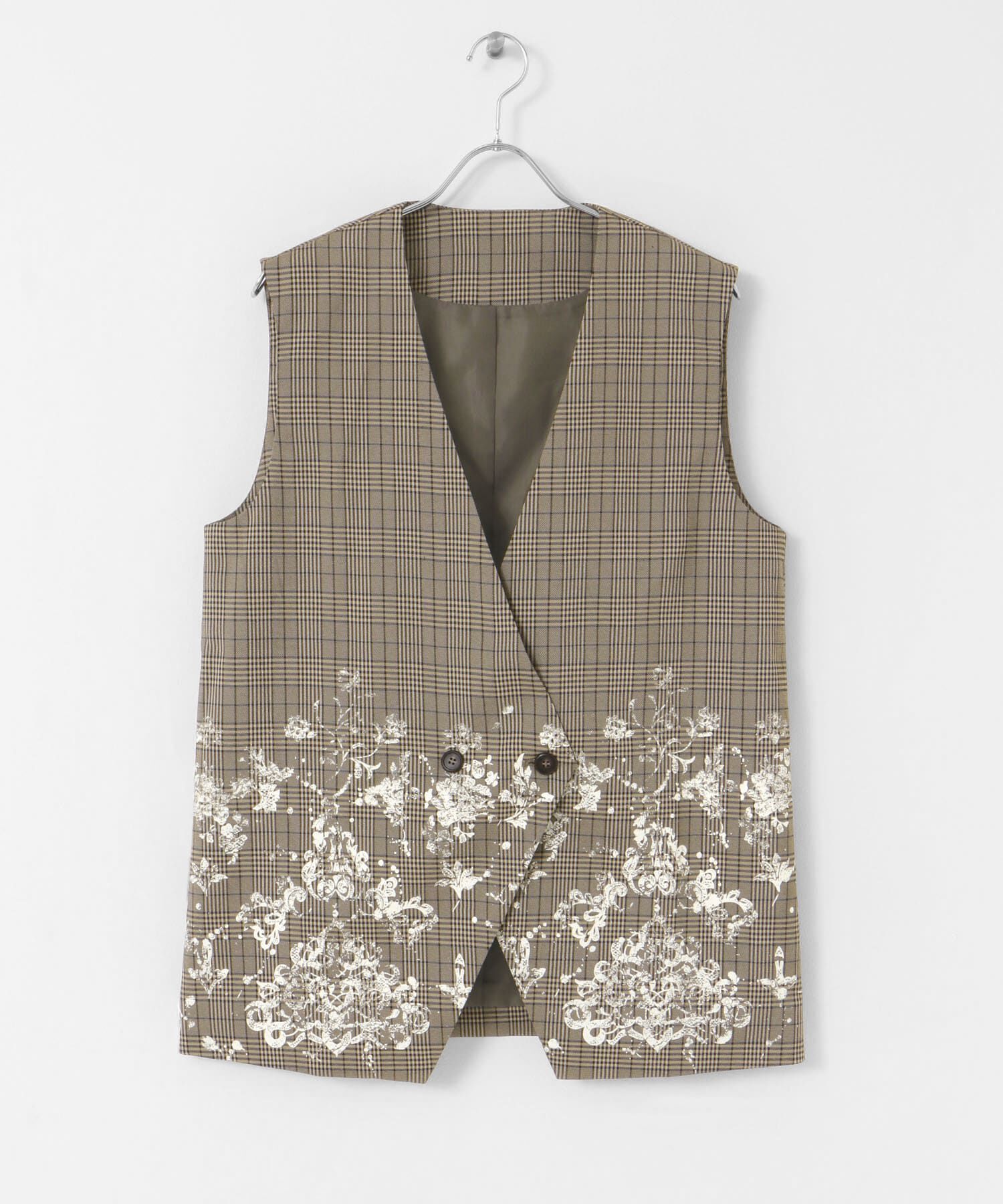  「レースプリントチェックベスト」|ベスト・ジレ|