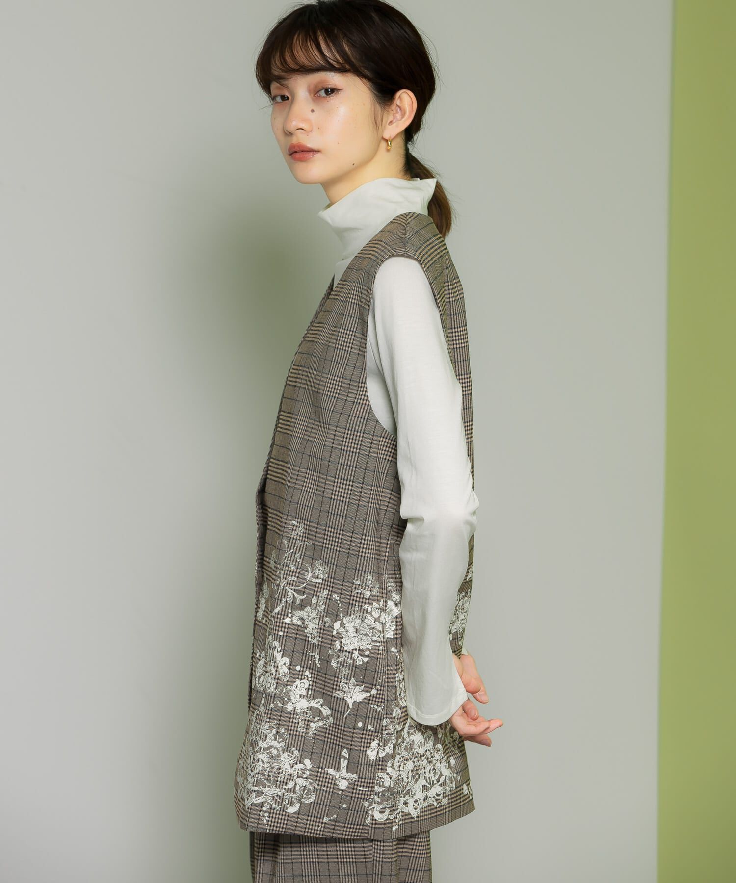  「レースプリントチェックベスト」|ベスト・ジレ|