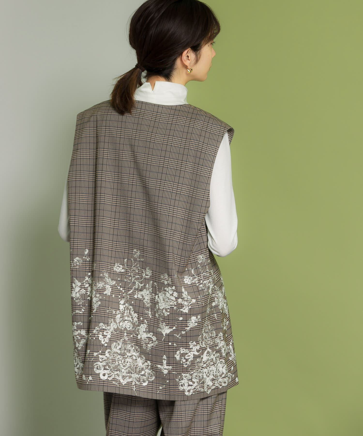  「レースプリントチェックベスト」|ベスト・ジレ|