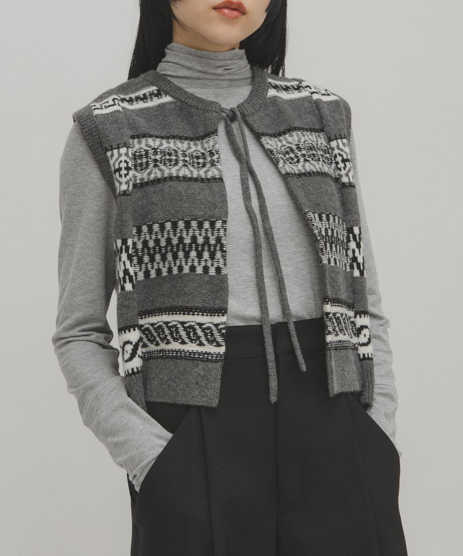  「ジャガードリメイクベスト」|ベスト・ジレ|グレー系その他