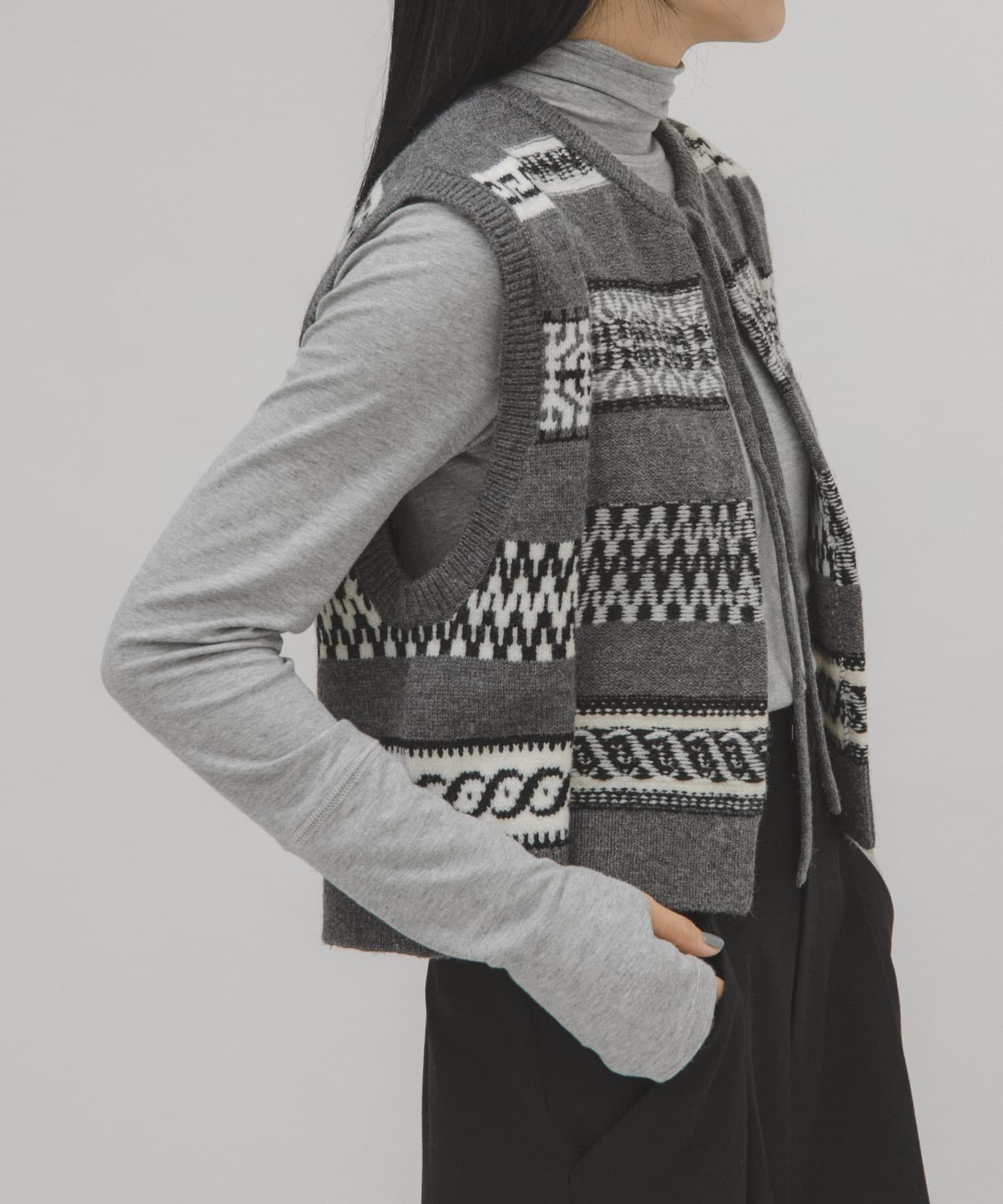  「ジャガードリメイクベスト」|ベスト・ジレ|