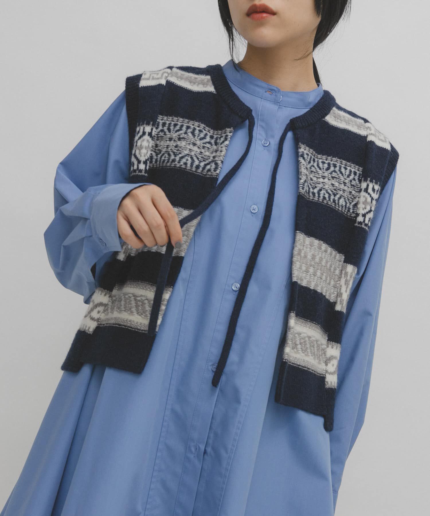  「ジャガードリメイクベスト」|ベスト・ジレ|ブルー系その他