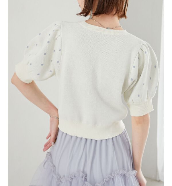  「ハートジャカードパフスリーブニット」|ニット・セーター|