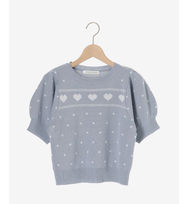  「ハートジャカードパフスリーブニット」|ニット・セーター|