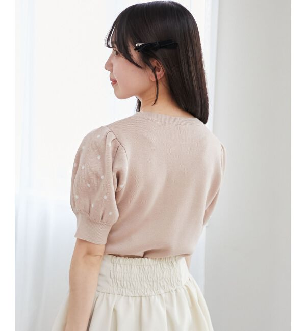  「ハートジャカードパフスリーブニット」|ニット・セーター|