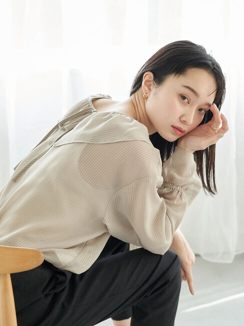 earth music&ecology「前後2wayストライプフリルブラウス」|シャツ・ブラウス|