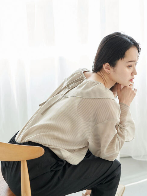 earth music&ecology「前後2wayストライプフリルブラウス」|シャツ・ブラウス|