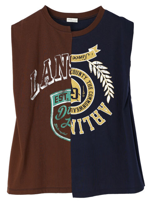 earth music&ecology「パターン切替ノースリーブプルオーバー」|Tシャツ・カットソー|