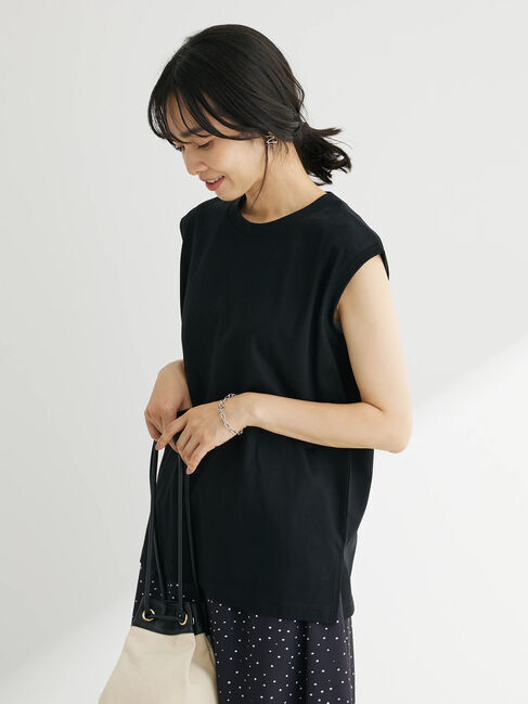 Green Parks「汗じみ防止ノースリーブプルオーバー」|Tシャツ・カットソー|ブラック